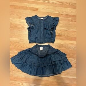 Loveshackfancy x Gap set of 2, skirt and ruffle top denim